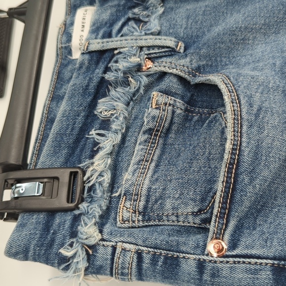 Good American Fringe High Rise Skinny Jeans Blue 10/30 distressed streetwear - Picture 6 of 11